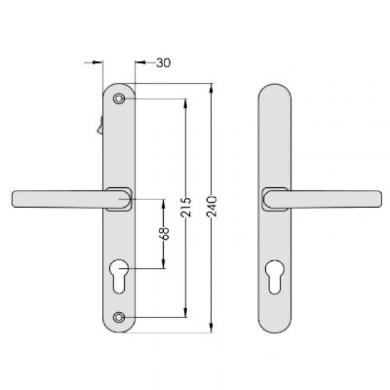 Asec 68mm Lever UPVC Door Furniture With Snib